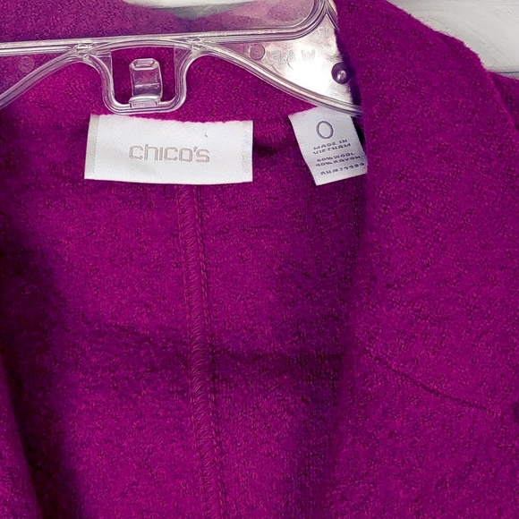 Chicos Wmns S Magenta Wool Button Blazer Jacket - Picture 3 of 5
